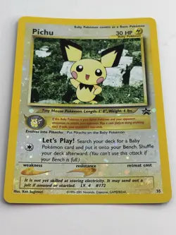2001 Pokemon Black Star Promo #35 Pichu reverse foil holo Pokemon league LP/NM - Image 5