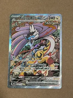 POKEMON PRISMATIC EVOLUTIONS RAGING BOLT EX 166/131 HOLO TCG - Image 1