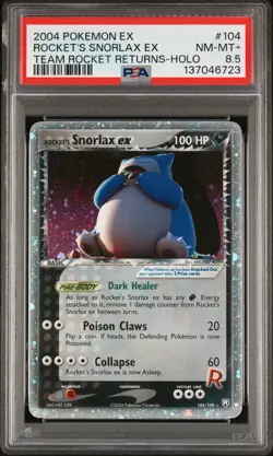 2004 POKEMON EX TEAM ROCKET RETURNS #104 ROCKET'S SNORLAX EX-HOLO PSA 8.5 - Image 1