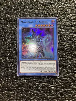 Yugioh! Magician of Chaos DUPO-EN001 Ultra Rare Unlimited Edition Light Play - Image 1