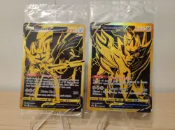 Pokemon Cards Zacian V SWSH076 and Zamazenta V SWSH077 Gold Sealed Promos SEALED - Image 1