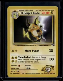 Pokemon TCG Lt. Surge's Raichu 28/132 Gym Heroes Rare MP - Image 1