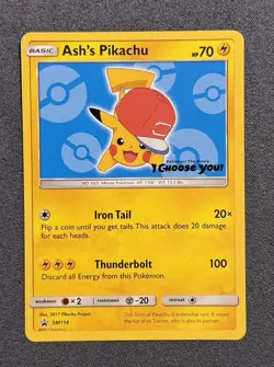 Ash’s Pikachu SM114 Pokemon TCG Non Holo Rare | Sun And Moon Promo - Image 1