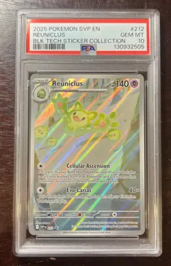 2025 POKEMON BLACK BOLT TECH STICKER COLLECTION #212 REUNICLUS PSA 10 - Image 1