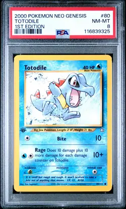 2000 POKEMON NEO GENESIS 1ST ED #80 TOTODILE PSA 8 - Image 1