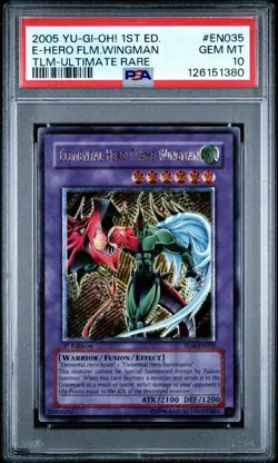 Yu-Gi-Oh! Elemental Hero Flame Wingman TLM-EN035 Ultimate Rare Euro 1st Ed PSA - Image 1