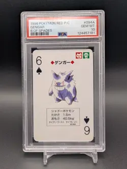 1996 Pokemon Gengar 6 of Spades Red Playing Card PSA 10 GEM MINT Vintage Japan - Image 1
