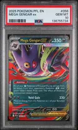 2025 POKEMON PFL EN-PHANTASMAL FLAMES #056 MEGA GENGAR EX PSA 10 - Image 1