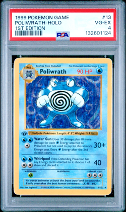 PSA 4 1999 Base Set 1st Edition Shadowless Poliwrath 13/102 Holo Foil Pokemon - Image 1