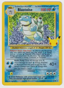 Blastoise 2/102 Pokemon Celebrations Collection Holo Pokemon Card - Raw NM Scans - Image 1