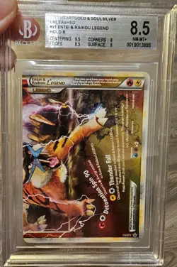 Pokemon TCG Entei and Raikou Legend Unleashed Holo Card 91/95 BGS 8.5 - Image 1