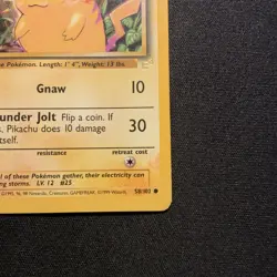 E3 PIKACHU 1999 POKEMON BASE SET YELLOW CHEEKS 58/102 TCG WOTC Wizards LP - Image 4