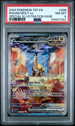2024 POKEMON TEF EN-TEMPORAL FORCES #208 RAGING BOLT EX PSA 8 - Image 1