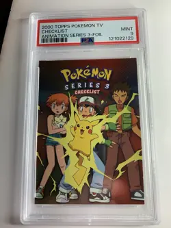 2000 Topps Pokemon TV Checklist SILVER FOIL Animation Series 3 PSA 9 MINT - Image 1