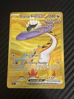 Heavily Played, English Pokemon Holo Raging Bolt ex - 218/162 - Hyper Rare SV - - Image 1