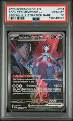2025 POKEMON DRI EN-DESTINED RIVALS #231 TEAM ROCKET'S MEWTWO EX PSA 10 - Image 1