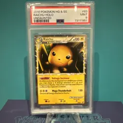2010 Pokemon TCG HG & SS Undaunted Raichu Holo #83 Graded PSA 9 NM-MT 83/90 - Image 1