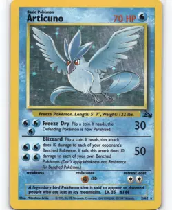 Articuno (2) Holo Rare Fossil 02/62 NM Pokemon - Image 1