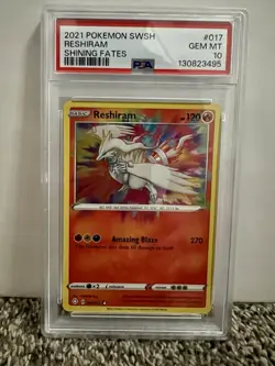 2021 POKEMON SWORD & SHIELD SHINING FATES #017 RESHIRAM PSA 10 - Image 1