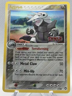 Pokemon Aggron #1/108 Power Keepers Stamp Reverse Holo Rare Pokemon 2007 - Image 1