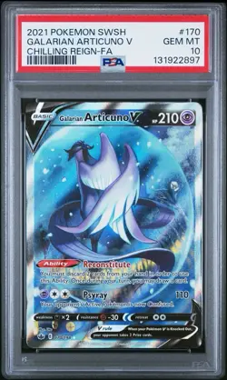 PSA 10 Galarian Articuno V Full Alt Art 170/198 Chilling Reign Pokemon - Image 1