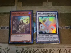 YUGIOH NIGHTS END SORCERER HISU + NIGHTS END ADMINISTRATOR DAMA SUPER 1ST ED NM - Image 1