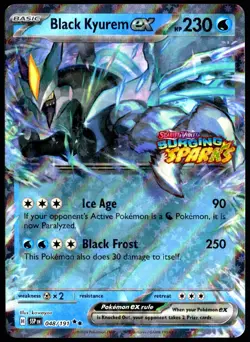 Pokemon TCG Black Kyurem ex 048/191 2024 Surging Sparks Stamped Promo Card - NM - Image 1