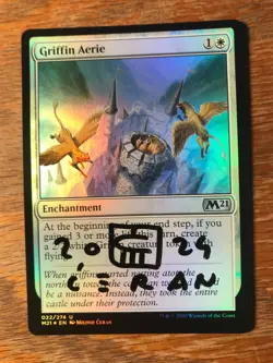 Magic the Gathering MTG foil Griffin Aerie M21 signed NM - Image 1