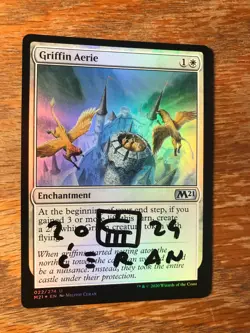 Magic the Gathering MTG foil Griffin Aerie M21 signed NM - Image 2