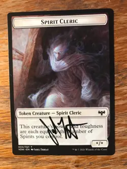 Magic the Gathering MTG Spirit Cleric Token Innistrad signed NM - Image 1