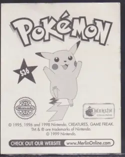 Pokemon Rare Merlin Stickers 1999 James Prism S36 - Image 2