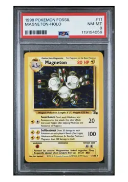 1999 Pokemon Fossil Magneton Holo #11/62 PSA 8 NM-MT, Free Shipping - Image 1