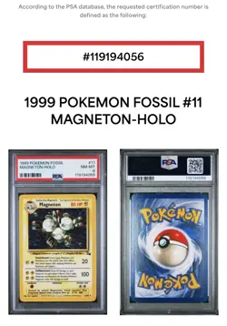 1999 Pokemon Fossil Magneton Holo #11/62 PSA 8 NM-MT, Free Shipping - Image 3