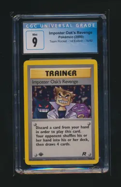 IMPOSTER OAK’S REVENGE 2000 POKEMON TEAM ROCKET 1ST EDITION 76/82 GRADED CGC 9 - Image 1