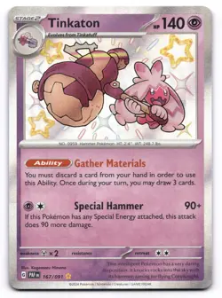Tinkaton NM Baby Shiny 167/091 SV: Paldean Fates Pokemon TCG Holo - Image 1