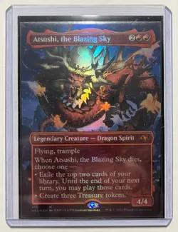 M/NM Atsushi, the Blazing Sky (Borderless) (Foil) MTG Kamigawa:Neon Dynasty 410 - Image 1