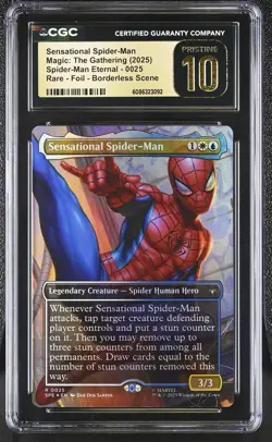 SENSATIONAL SPIDER-MAN Marvel's Spider-Man Borderless Foil CGC Pristine 10 MTG - Image 1