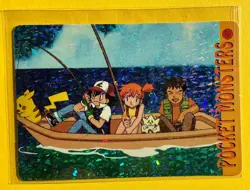 PIKACHU ASH MISTY BROCK FISHING Pokemon Pocket Monsters Vending Prism Sticker LP - Image 1