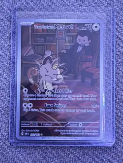 Pokemon SV Destined Rivals Team Rocket's Meowth Illustration Rare #203/182 NM - Image 1