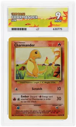 Pokemon Charmander 46 Base Set Graded ACE 9 - Image 1