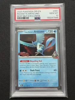 PSA 10 Team Rocket's Articuno 051/182 Destined Rivals Stamped Promo Pokemon Card - Image 1