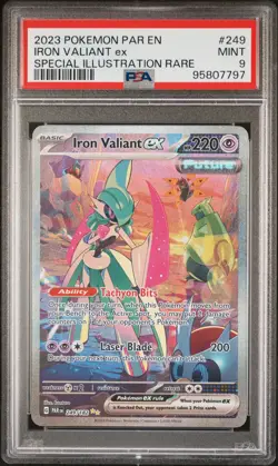 2023 Pokemon Par EN-Paradox Rift Iron Valiant EX #249 SIR PSA 9 - Image 1