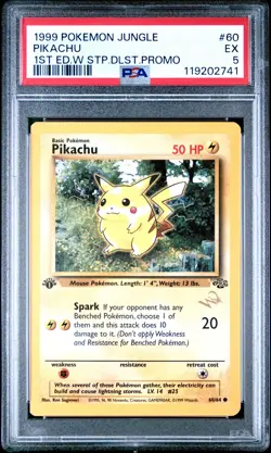 1999 Jungle Pikachu W Stamp Duelist Promo #60 1st Edition Non-Holo PSA 5 - Image 1