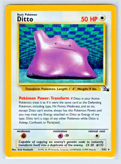 Ditto #3/62 - Fossil - Holo Rare - MP Moderately Played - Pokemon - Image 1