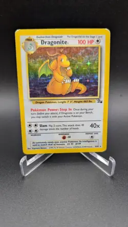 Pokemon TCG 1999 Fossil Dragonite Holo Rare Card Unlimited #4/62 Vintage - Image 1