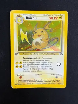 Pokemon Raichu 14/62 Fossil Rara Holo Prima Edizione Wizards ITA Carte Vintage - Image 1