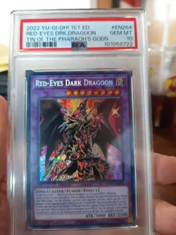 Red Eyes Dark Dragoon EN264 Psa 10 Gem Mint Tin Of Pharaoh's Gods 1st Ed Dragon - Image 1