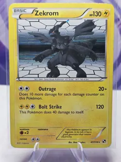 Pokemon TCG Zekrom 47/114 Black & White Holo Rare Card - Image 1