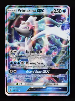 Primarina GX 42/149 Ultra Rare SM Base Set Pokemon Card - Image 1