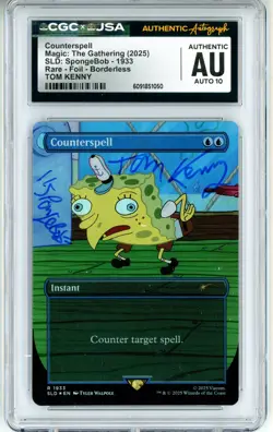 CGC Auto 10 Signed Tom Kenny Counterspell SDL Spongebob R 1933 Foil Borderless - Image 1